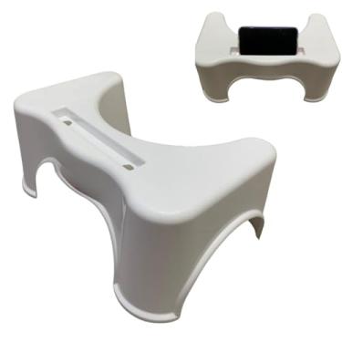 Imagem de Banquinho Auxiliar Banheiro Ergonômico Vaso Sanitário - Apoio De Pés Com Porta Celular - Banco De Privada Posição De Cócoras Confortável Saudável Banco Saúde Intestinal Intestino Preso
