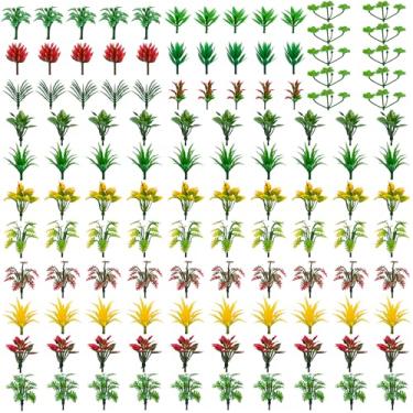 Imagem de ONEST 120p Mixed Color Miniature Plant Set, Mini Plastic Rainforest Diorama, Succulent Green Plants Small Garden DIY Planting Set, Railway Sand Building Crafts Creative Gift