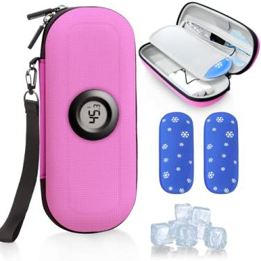 Imagem de Krypthos Estojo de viagem para diabetes resfriador de insulina com termômetro de temperatura, bolsa de viagem de medicamentos refrigerada, bolsa organizadora de frascos com 2 bolsas de gelo aprovadas