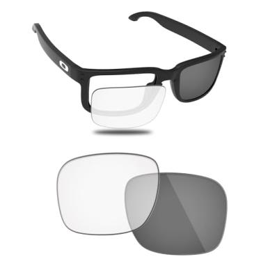 Imagem de Fiskr Lentes polarizadas de substituição compatíveis com óculos de sol Oakley Holbrook OO9102, resistente a impactos e ajuste perfeito, Fotocrômico transparente a cinza, One Size