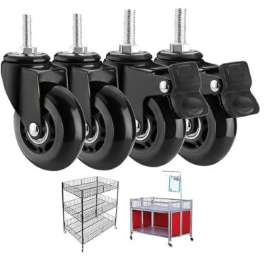 Imagem de Rodas Giratórias De Rodízio De Haste De 2,5 Polegadas, M8x25mm, M10x25mm, Haste De Rosca, Até 200 Kg, Rodas De Rodízio De Móveis, Rodízios De Carrinhos D, 2 Braked+2 Swivel, M8*25mm