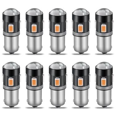 Imagem de QAUBEN Lâmpadas LED BA9S BA9 53 57 1895 64111 Âmbar 150LM 5630 Chipsets com Lente Projetor para Luz Indicadora Interior do Carro Luz de Seta Porta Luzes de Placa de Licença de Cortesia 12V (4 peças)