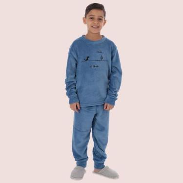 Imagem de Pijama De Frio Victory Soft Bordado Infantil Liso Menino, Azul, 6