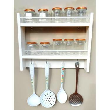 Imagem de Porta Tempero de Parede - Organizador de Condimentos em MDF(BRANCO - (frente alumínio))