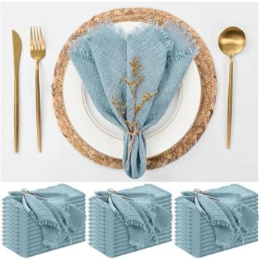 Imagem de 10/20 Pcs 32 * 32 Cm Guardanapos De Linho De Algodão Guardanapos Rústicos Guardanapos De Pano Guaze Guardanapos De Casamento Rústicos Guardanapos De Linho Rústicos Para, Dusty Green, 10PCS