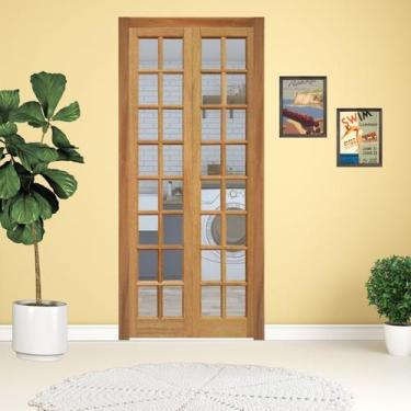 Imagem de Porta Camarão Completa p/ 16 Vidros Kit Preto 70x210cm em Madeira Maci