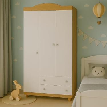 Imagem de Guarda Roupas Linha Lara Branco/Nature Altura 185cm Tamanho Ideal GD Móveis