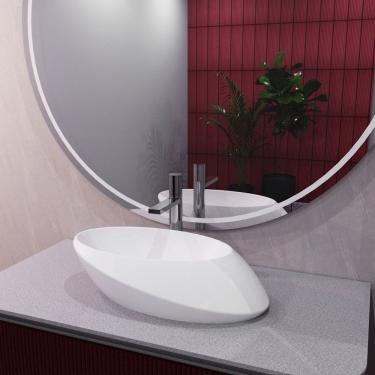 Imagem de Cuba De Apoio Vulcano Oval 53x32x14cm Branco Brilhante