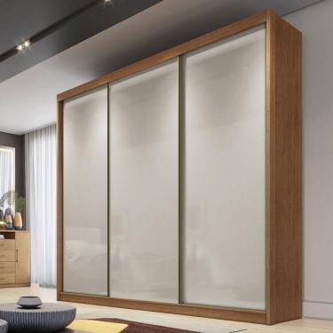 Imagem de Guarda Roupa Casal Ambiente Londres 3 Portas 4 Gavetas Cumaru 25 Fendi Com Nicho – Novo Horizonte