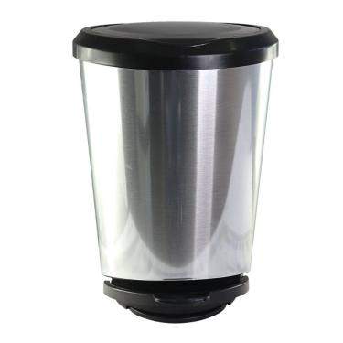 Imagem de Lixeira Com Pedal Label Prata 10 Litros
