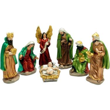 Imagem de Presépio Natalino Nascimento De Jesus Estatueta 15cm 7 Peças