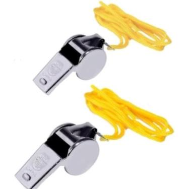 Imagem de Apito Profissional De Metal Com Cordão 2 Unidades Para Jogos E Treinos