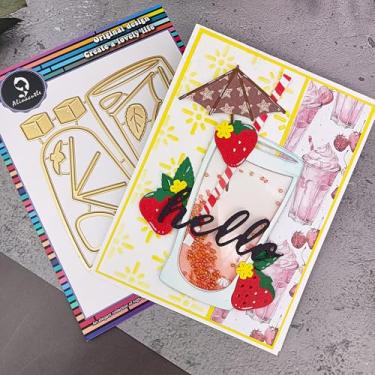 Imagem de Alinacutle 1 peça de molde de copo de bebida cortado de metal para fazer cartões artesanais, álbuns, papel para presente de verão, decoração de férias, modelo feito à mão - alinacutle