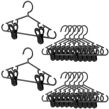 Imagem de Hsei Pacote com 30 cabides para bebês com clipes para crianças, calças, casacos, saias e meias (preto)