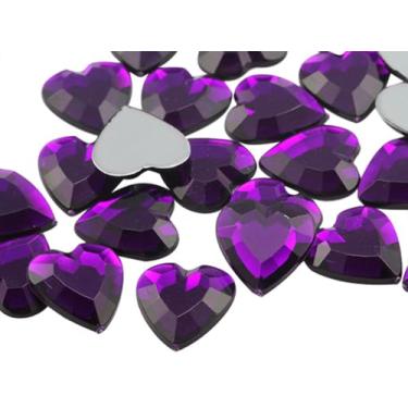 Imagem de Allstarco 15 mm Coração Acrílico Fundo Acrílico Strass Plástico Gemas Fantasia Joias Embelezamentos - 40 Peças (Ametista Roxa .NAT02)
