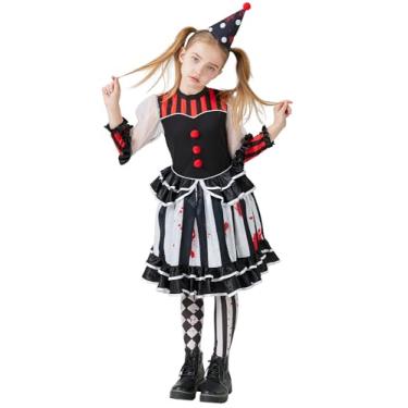 Imagem de Aotiooy Fantasia infantil de palhaço assustador de Halloween para meninas, Preto, P
