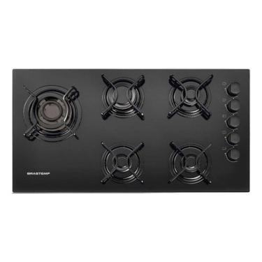 Imagem de Cooktop A Gas 5 Bocas Vidro Black Bivolt 85x46cm - Brastemp