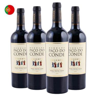 Imagem de Kit com 4 Vinhos Portugueses Tinto Seco Reserva Herdade Paço do Conde