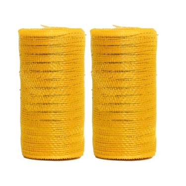 Imagem de JStnana 2 rolos de fita de malha dourada para artesanato de grinaldas, 15,2 cm x 7,6 m por rolo, rolos de malha decorativa, tecido de malha decorativa para árvore de Natal, guirlanda de guirlanda