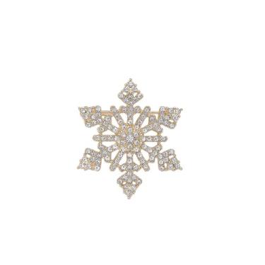 Imagem de Rinestone Broche de floco de neve broche de lapela de flor de neve de cristal delicado roupas de inverno corsage presente de Natal para ela, one size, Zinco, Sem Pedra Preciosa