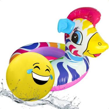 Imagem de Boia Bote Infantil Inflável Com Fralda Para Piscina e Bola de Vinil in
