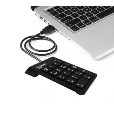 Imagem de Teclado Numérico USB Portátil para Notebook, Caixa e Escritório – 19 Teclas, Plug & Play, Compatível com Windows e Mac