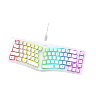 Imagem de Generic Teclado mecânico para jogos com fio, 69 teclas iluminadas, USB, retroiluminado com teclas em arco-íris, Branco