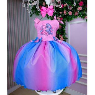 Imagem de Vestido Infantil Stitch e Angel Rosa Tematico Luxo - Fabuloso Ateliê, 