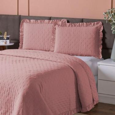 Imagem de Kit Colcha Cobre Leito 3 Peças King Size 200 Fios Dupla Face Com Porta