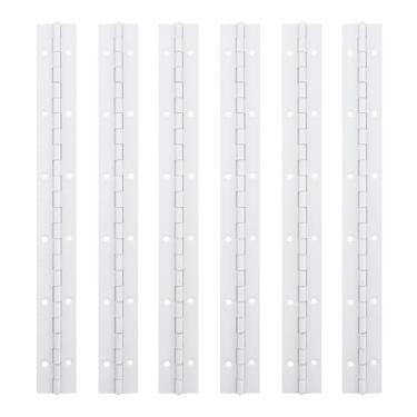 Imagem de FarBoat Dobradiça contínua de piano de 6 peças, dobradiças contínuas de aço inoxidável de 30,5 cm com furos, dobradiça de aço inoxidável polido resistente de 0,1 cm de espessura com parafusos para