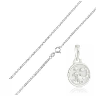 Imagem de Corrente Veneziana 60 Cm Pingente Signo Escorpião Prata925kl - Juniorj