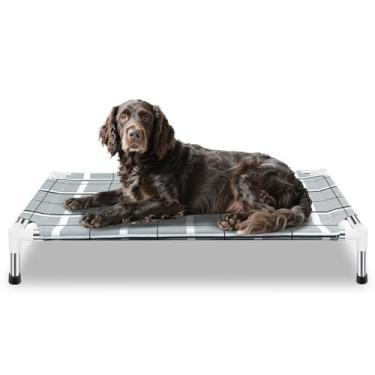 Imagem de Cama elevada elevada para cães ao ar livre – Cama de berço para cães com pés antiderrapantes, cama de rede para cães com moldura de aço inoxidável, cama portátil para animais de estimação para