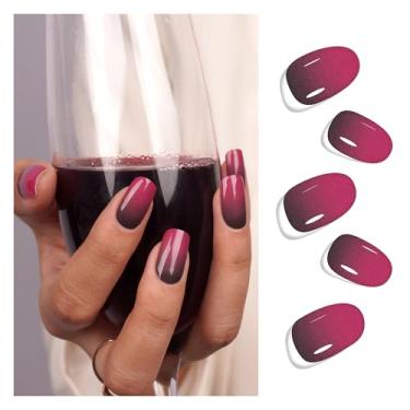 Imagem de DANNI & TONI Tiras De Unhas De Gel Semi Curadas, Rosa, Vermelho E Preto, Ombré (Ombré De Frutas Vermelhas), Adesivos De Unhas De Gel Fúcsia, Envoltórios De Unhas De Gel Gradiente, 28 Adesivos