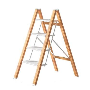 Imagem de Escada de tesoura, dobrável, com 3 degraus, 4 degraus, pequena e larga liga de alumínio, antiderrapante, portátil e dobrável, banco T