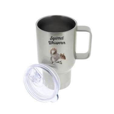 Imagem de SpreadPassion Caneca de viagem de sussurro de esquilo - Caneca de viagem com sussurro de esquilo - Caneca de viagem com isolamento de café e chocolate quente engraçado - Novidade Birt