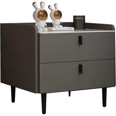 Imagem de Cômoda De Cabeceira Para Quarto Mesa Lateral Moderna Com Gavetas - Pequena Mesa De Cabeceira Branca Para Quarto, Sala De Estar, Sofá - Móveis De Quarto, B-lit Grey, 40 * 40 * 50cm