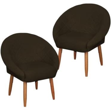Imagem de 2 Cadeira Poltronas Resistente para Sala de Espera Decorativa Pés Palito MOBLAN decor (MARROM)
