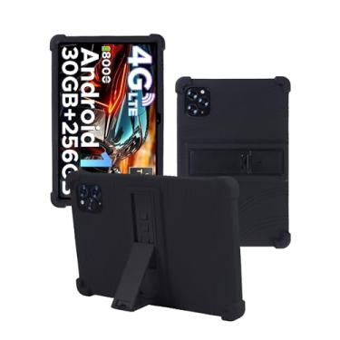 Imagem de Capa para tablet DOOGEE TabG6 de 11 polegadas, capa protetora de borracha leve à prova de choque, capa protetora ajustável de silicone macio para crianças, preta