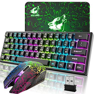Imagem de 60% teclado mecânico para jogos, 68 teclas, anti-fantasma, com fio, tipo C, Chroma, RGB 18, efeitos retroiluminados, leve, mosue 6400DPI Honeycomb Optical, 128 teclas PBT Pudim para jogadores de PC