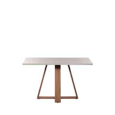 Imagem de Mesa de Jantar Retangular c/ Vidro para 6 Lugares Avena 160 cm - Canella c/ Off White Fosco