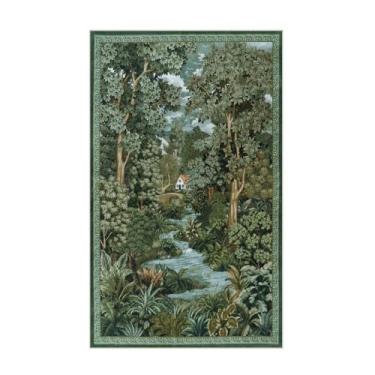 Imagem de LIVEBOX Tapete de área lavável verde 7,5 x 12,7 cm, antiderrapante, pequeno, vintage, fazenda, selva, meninos, para quarto, sala de estar, tapete caprichoso para banheiro, cozinha (verde, 9,5 x 1,8 m)