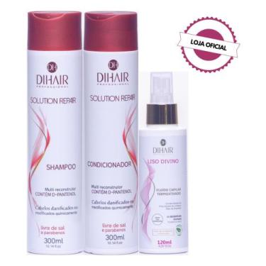 Imagem de Kit Profissional Shampoo E Cond Reparação + Fluido Escova - Dihair