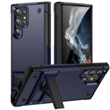 Imagem de Capa de celular com suporte resistente e à prova de choque para Samsung Galaxy S25, S24 Ultra, S21, S22, S23, S21, S23, S24 Plus, S21fe, S20fe, S23 (para Samsung S25/azul e preto)