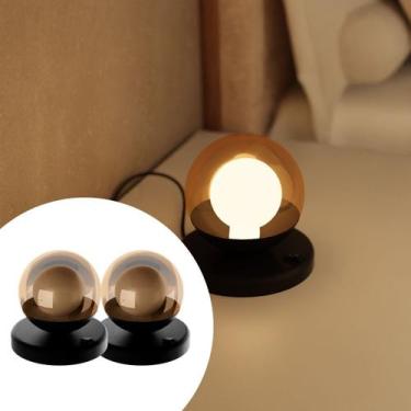 Imagem de Kit 2 Abajur de Mesa Dama moderno Com Globo 10cm Decoração iluminação 