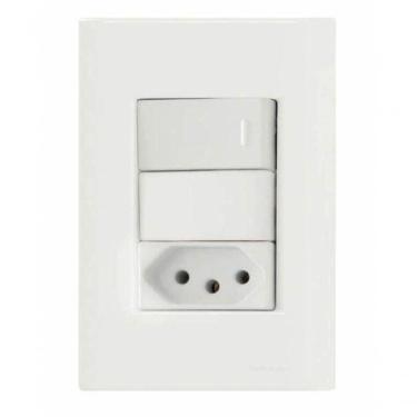 Imagem de Conjunto 4x2 1 Interruptor Simples 10 A 250 V 1 Tomada 2p+t 20 A 250 V Tramontina Giz