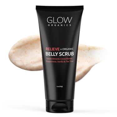 Imagem de Glow Organics Esfoliante esfoliante para a barriga, 170 g, esfoliante corporal hidratante com óleo de amêndoa doce e manteiga de cacau, orgânico, esfoliante de açúcar, cuidados com a pele vegana