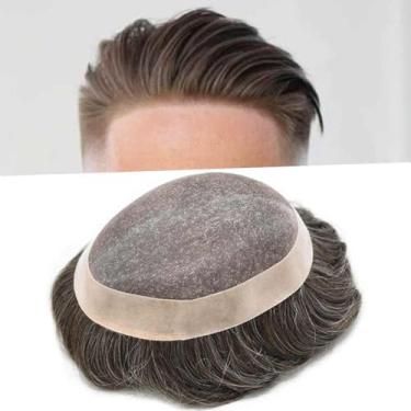 Imagem de LYRICAL HAIR Toupee for Men Hair System Substituição Monofilamento Peruca Masculina Toupee Durável Poli Revestido NPU Around Peruca para Homens Unidade de Peça de Cabelo Humano 120% Densidade 20 X 25