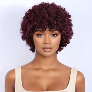 Imagem de JOEDIR HAIR Peruca afro de cabelo humano para mulheres negras encaracolado curto sem cola (99J)