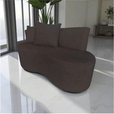 Imagem de Namoradeira Sofá 2 Lugares Yara Orgânica Couro Marrom - Mazzero Decor