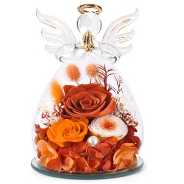 Imagem de Bessol Presentes de aniversário para mulheres, mãe, rosas preservadas em vidro, estatuetas de anjo flores frescas para entrega flores para sempre, rosa eterna, Natal para avó, irmã, esposa, filha